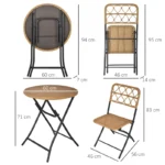 Conjunto Mesa e 2 Cadeiras Dobrável Vime - Image 2
