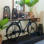 Console de Bicicleta Retrô Industrial Feito de Madeira e Metal