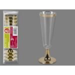 Copo Champanhe Com Pé 150ml Ouro com 3