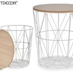 Mesa de Apoio Metal Com Tampa de Madeira