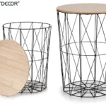 Mesa de Apoio Metal Com Tampa de Madeira