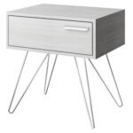 Mesa de Cabeceira 1 Gaveta 881 Branco Prata