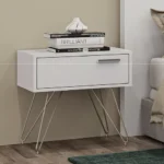 Mesa de Cabeceira 1 Gaveta 881 Branco Prata - Image 2