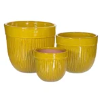 Conjunto Vaso de Cerámica Amarelo 3 Peças