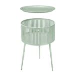 Mesa Auxiliar Metal Verde Dourado Com Riscas 40x57x40 CM