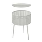 Mesa Auxiliar Metal Cinza Com Riscas 15782
