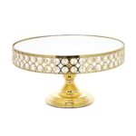 Prato Metal / Vidro Com Pé Dourado 78946
