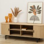 Base TV 160 X 55 Cm Natural Pé Preto 31280B
