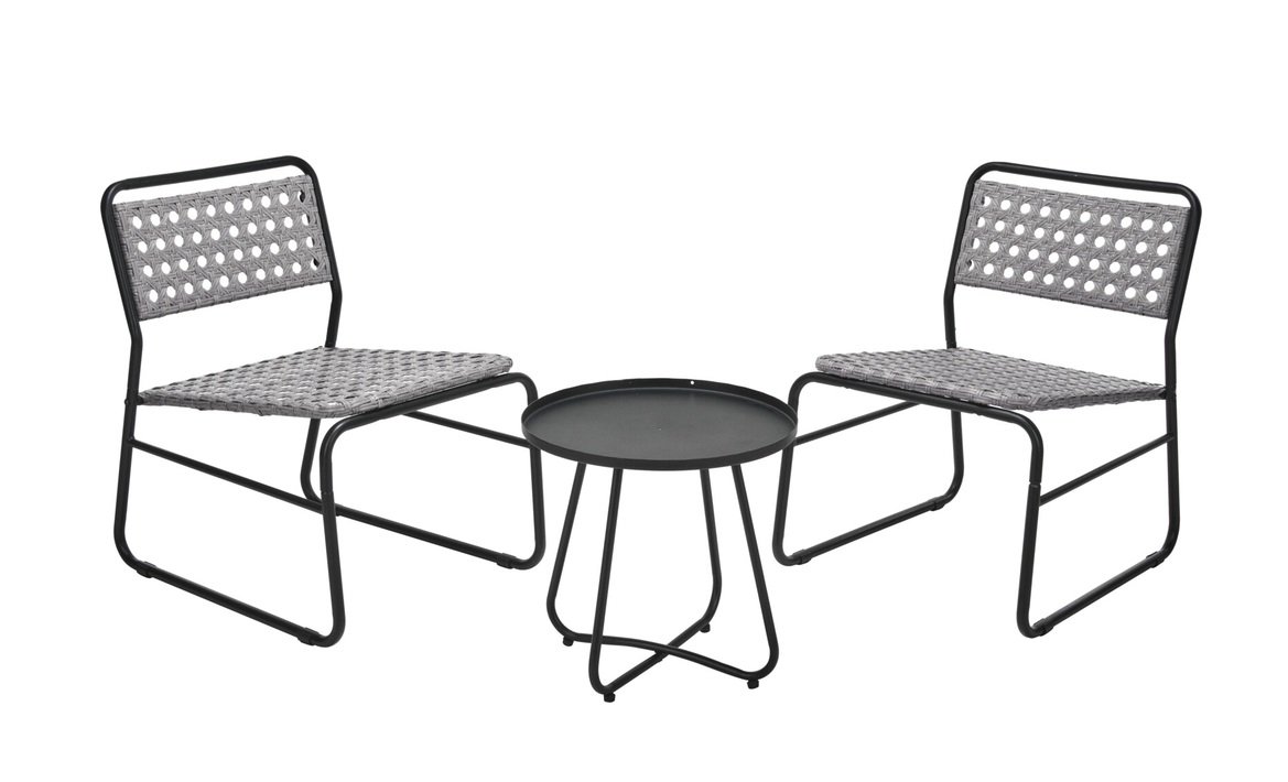 MESA 2 CADEIRA JARDIN 3PCS RATTAN CINZA VN3000150 1 Conjunto Jardim Rattan 3 Peças VN3000150 - Image 1