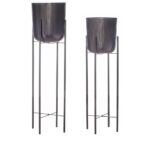 Vaso Decorativo Metal Com Suporte 2 Peças 88623
