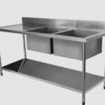 Bancada Inox F40 A4 1 Prateleira 2 Cubas