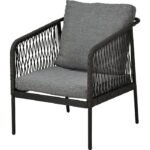 Conjunto de jardim em corda cinzenta – sofá de 2 lugares, cadeirões e mesas de vidro, almofadas - Image 2