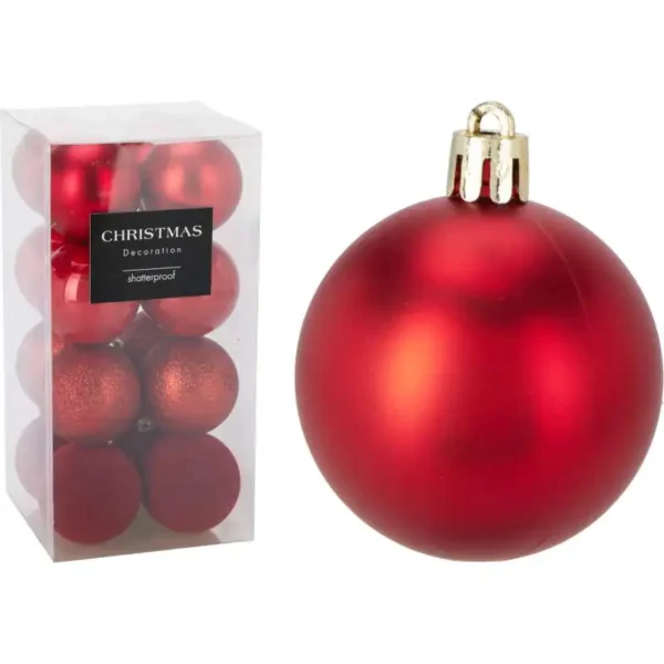 BOLA NATAL 6CM CONJ16 VERMELHO CAN310140